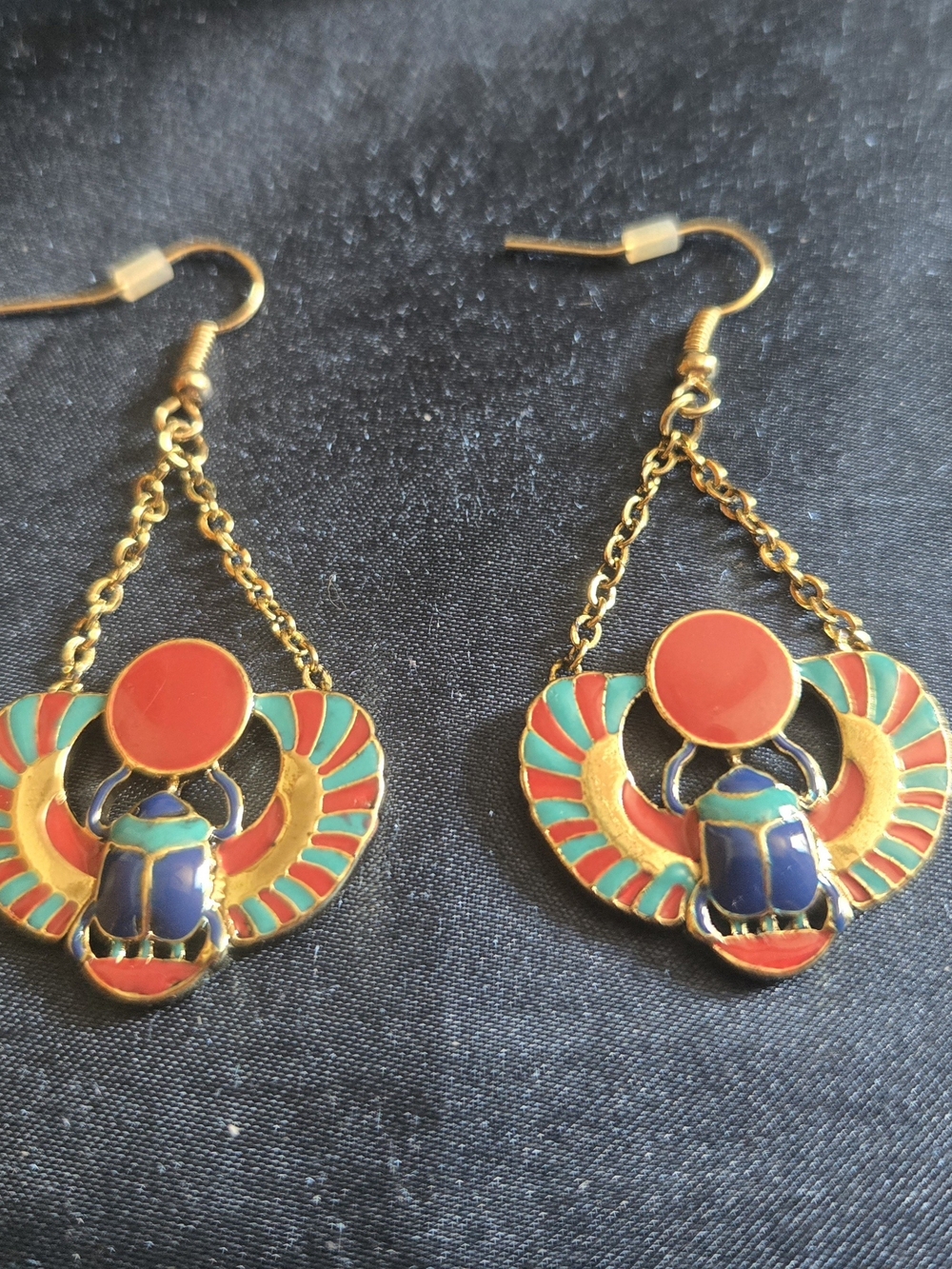 Egyptian Scarab Wing Earrings